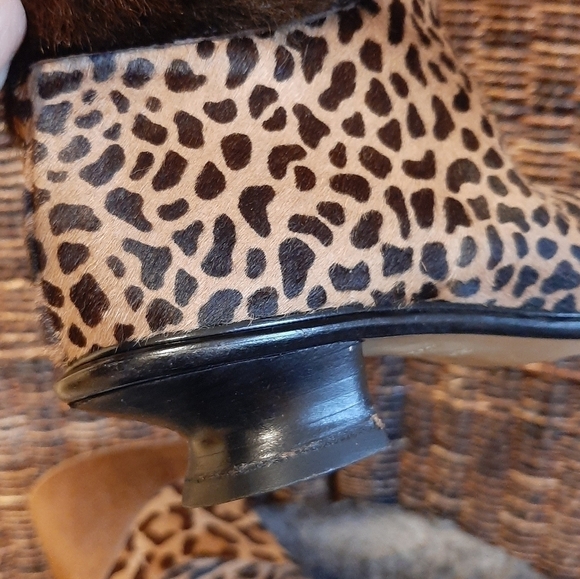 Walter Steiger Leopard Tiger Animal Print Leather Fur Boots 5.5 Kitten Heels - Picture 5 of 14